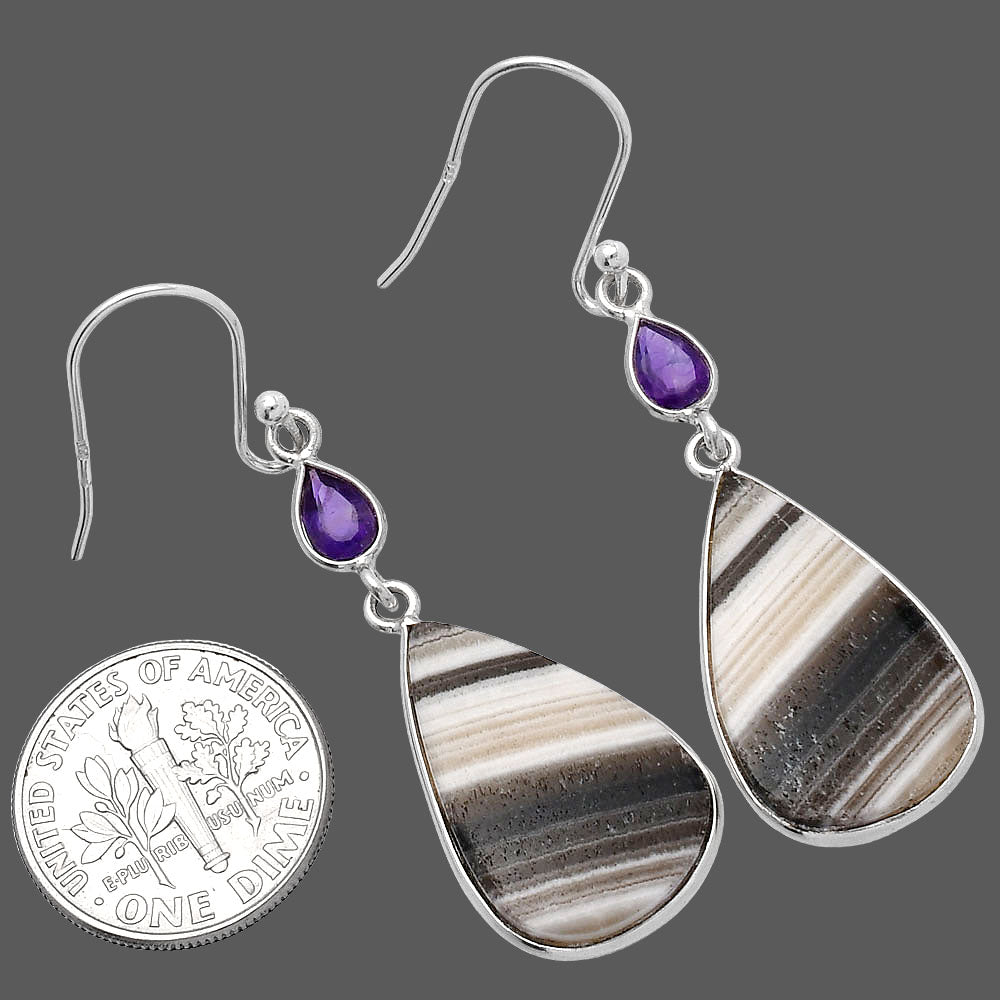 Natural Prairie Agate & Amethyst Earrings E-1002 SDE80577