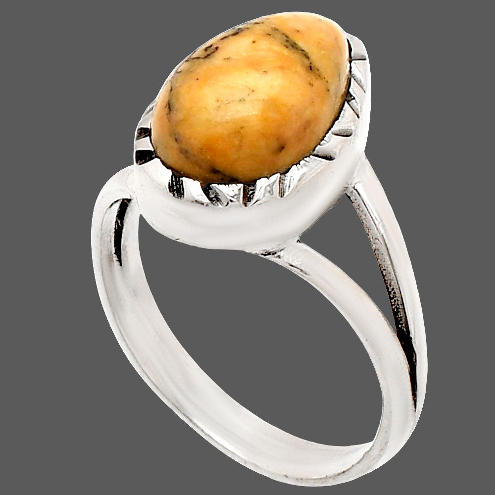 Natural Honey Dendritic Opal Ring size-7 R-1074 SDR230827
