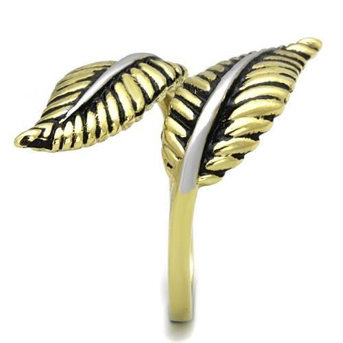 TK1707 - Two-Tone IP Gold (Ion Plating) Stainless Steel Ring with Epoxy in Jet